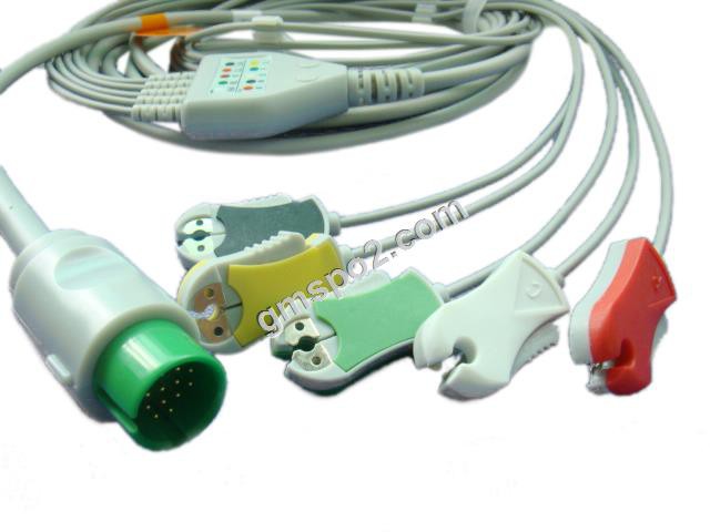 Utilizarea cu Spacelab una bucata cablu ECG cu Leadwires, 5-plumb, IEC, Grabber, rotund 17PIN
