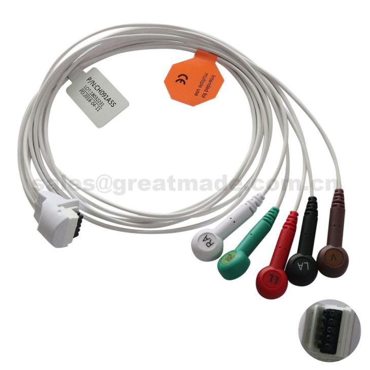 Utilizați cu Mortara H3 Holter 5 conductori Leadwires