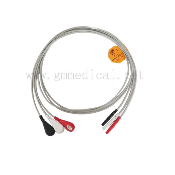 3- Leadwires Lead Dinres ECG setate pentru aparatul de monitorizare a pacientului, AHA / IEC, snap / clip. Compatibil cu Mindray, CSI, Datascope Ect