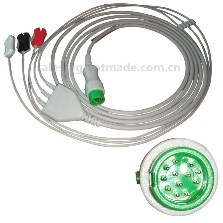 Cablu ECG Mindray 12pin One Piece cu plumb, 3-lead, 5ld, snap