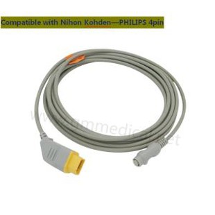 Cablu IBP/invaziv compatibil cu NIHON Kohden cu adaptor de traductor PHILIPS, NK 14PIN->Round 4PIN