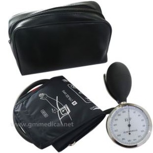 Manșetă manuală pediatrică pentru tensiunearterială, manșetă cu un singur tub cu indicator de presiune și bec de umflare albastru închis.