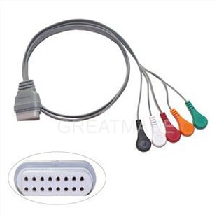 Holter Recorder ECG Pacient Cablu 16 Pin 5 conduce Snap 4.0 IEC Standard Compatibil pentru Edan Holter Recorder Machine SE-2003 2012